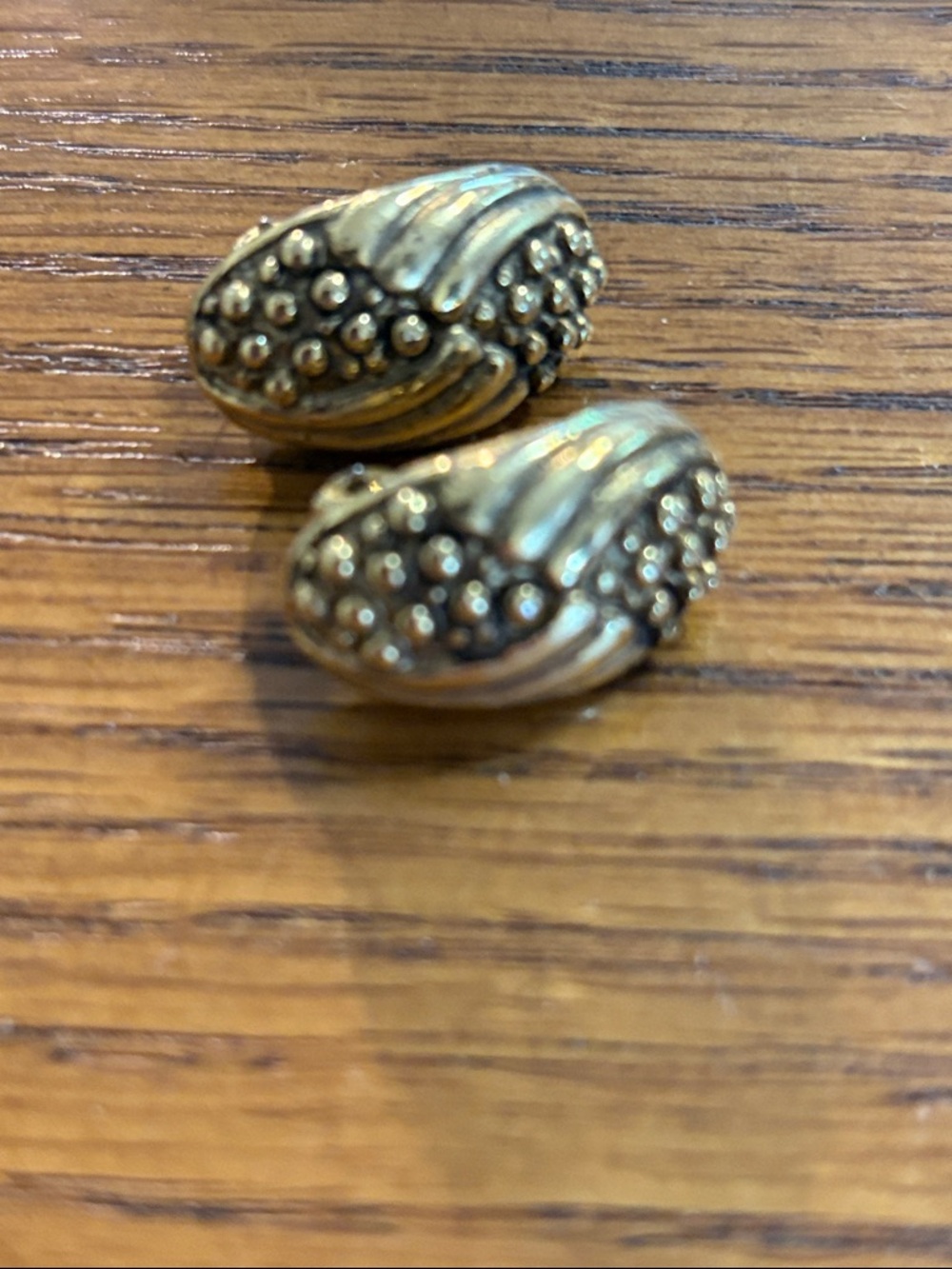 Vintage Gold-Tone Textured Dome Clip-On Earrings